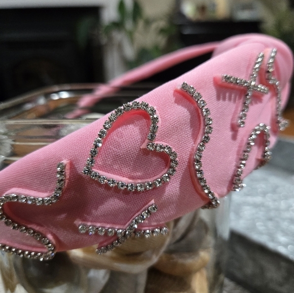 NWT HEART RHINESTONE KNOTTED HEADBAND PINK - Picture 5 of 5